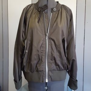 Free People Midnight Bomber Jacket in Olive Green